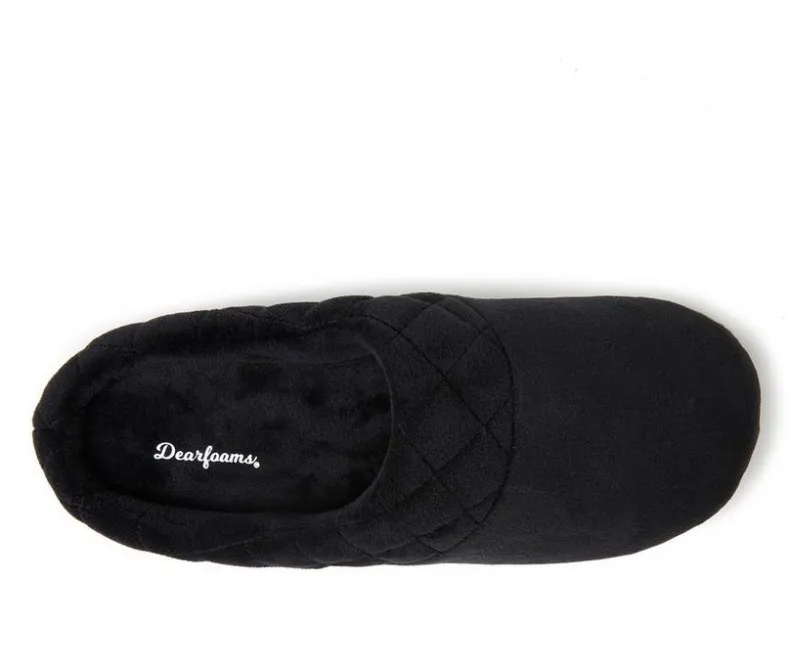 Slippers|Slippers>Dearfoams Darcy Velour Clog with Quilt Cuff Slippers