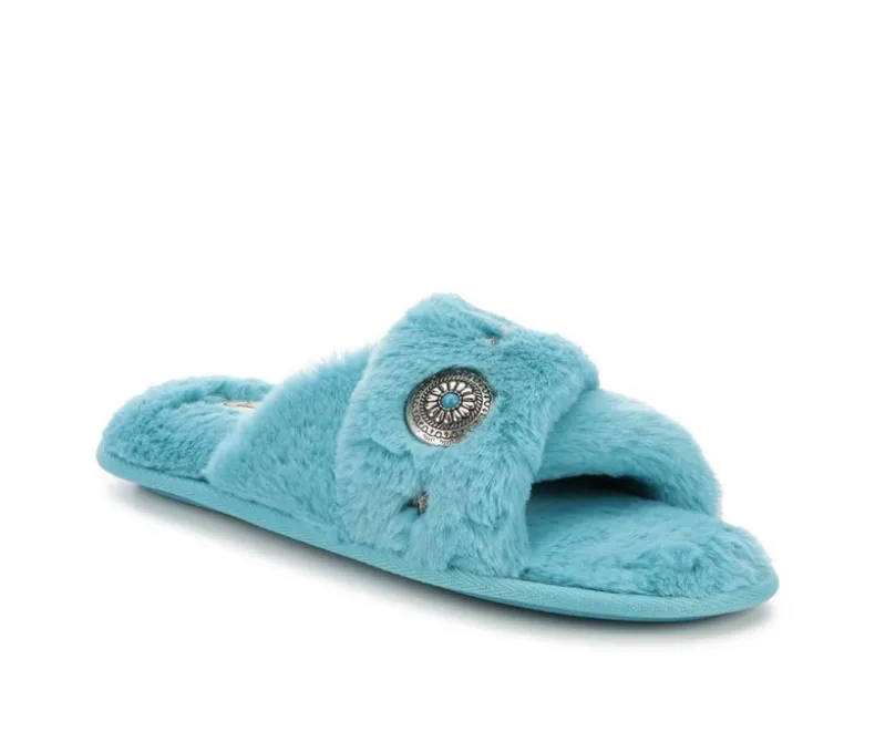 Slippers|Slippers>Jessica Simpson Plush Cross Slide w/ Western Studding