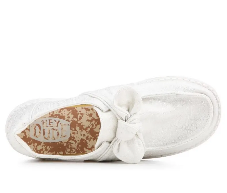 Boat Shoes & Slip-Ons>HEYDUDE Women's Wendy Bow Shimmer Metallic Casual Shoes