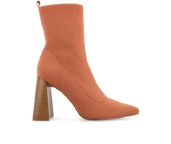 Dress>Journee Collection Women's Noralinn Heeled Stretch Knit Booties