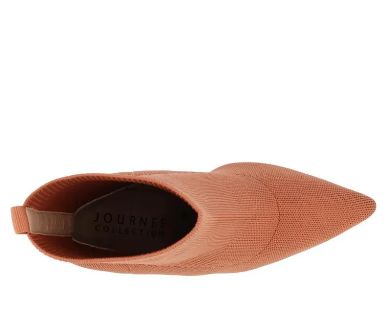 Dress>Journee Collection Women's Noralinn Heeled Stretch Knit Booties