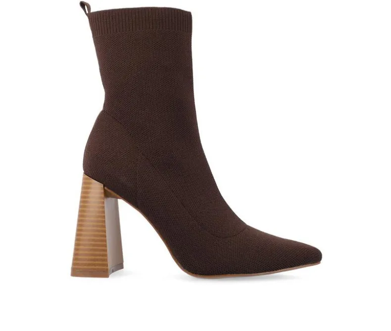 Dress>Journee Collection Women's Noralinn Heeled Stretch Knit Booties