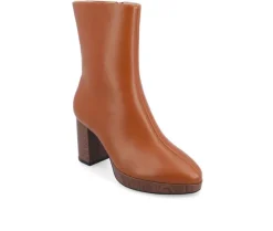 Dress>Journee Collection Women's Romer Block Heeled Platform Booties