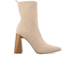Dress>Journee Collection Women's Noralinn Heeled Stretch Knit Booties