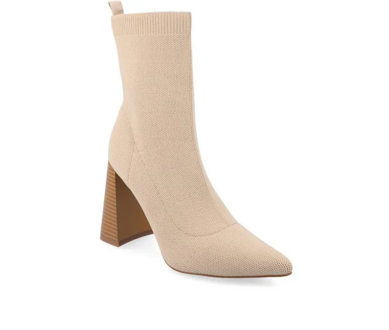 Dress>Journee Collection Women's Noralinn Heeled Stretch Knit Booties