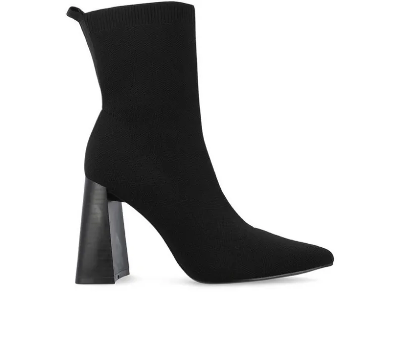 Dress>Journee Collection Women's Noralinn Heeled Stretch Knit Booties