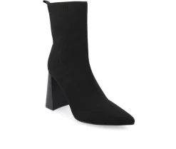 Dress>Journee Collection Women's Noralinn Heeled Stretch Knit Booties