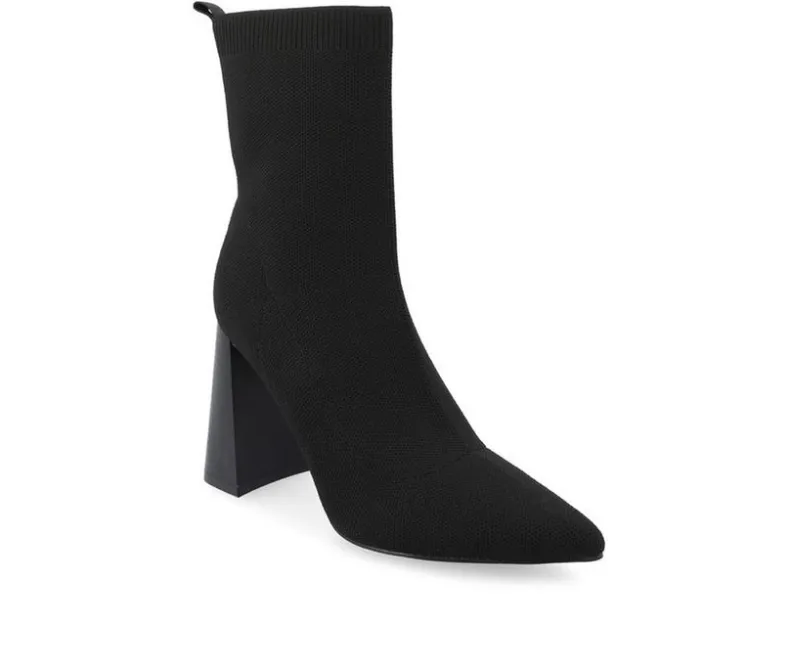 Dress>Journee Collection Women's Noralinn Heeled Stretch Knit Booties