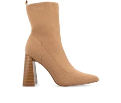 Dress>Journee Collection Women's Noralinn Heeled Stretch Knit Booties