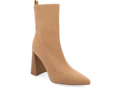 Dress>Journee Collection Women's Noralinn Heeled Stretch Knit Booties