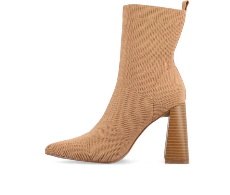 Dress>Journee Collection Women's Noralinn Heeled Stretch Knit Booties