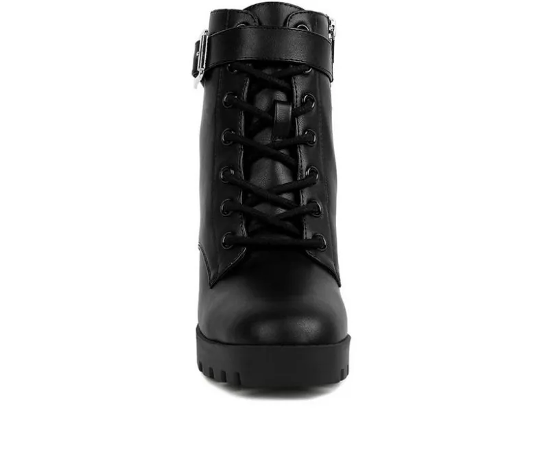 Lace Up|Dress>London Rag Women's Grahams Platform Heeled Combat Boots