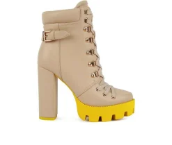 Moto|Lace Up>London Rag Women's Larch Lace Up Platform Booties