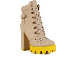 Moto|Lace Up>London Rag Women's Larch Lace Up Platform Booties