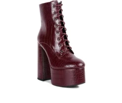 Lace Up|Dress>London Rag Women's Magdalene Platform Heeled Booties
