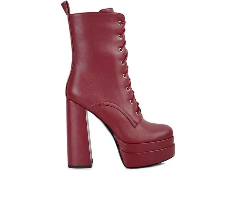 Lace Up|Dress>London Rag Women's Meows Lace Up Platform Heeled Boots