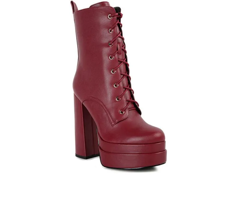 Lace Up|Dress>London Rag Women's Meows Lace Up Platform Heeled Boots