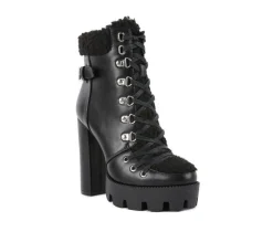 Lace Up|Dress>London Rag Women's Pines Lace Up Heeled Platform Boots