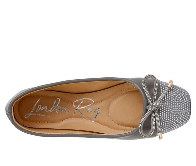 Flats>London Rag Women's Rhinestone Toe Cap Flats