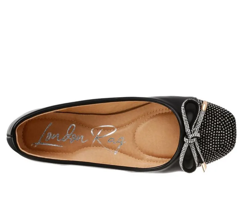 Flats>London Rag Women's Rhinestone Toe Cap Flats