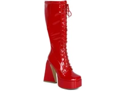 Lace Up|Tall>London Rag Women's Snowflakes Knee High Platform Boots