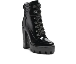 Lace Up|Dress>London Rag Women's Stopper Heeled Combat Booties