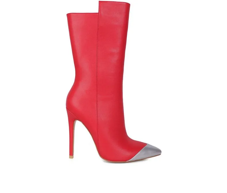 Dress>London Rag Women's Twitch Mid Calf Stiletto Booties