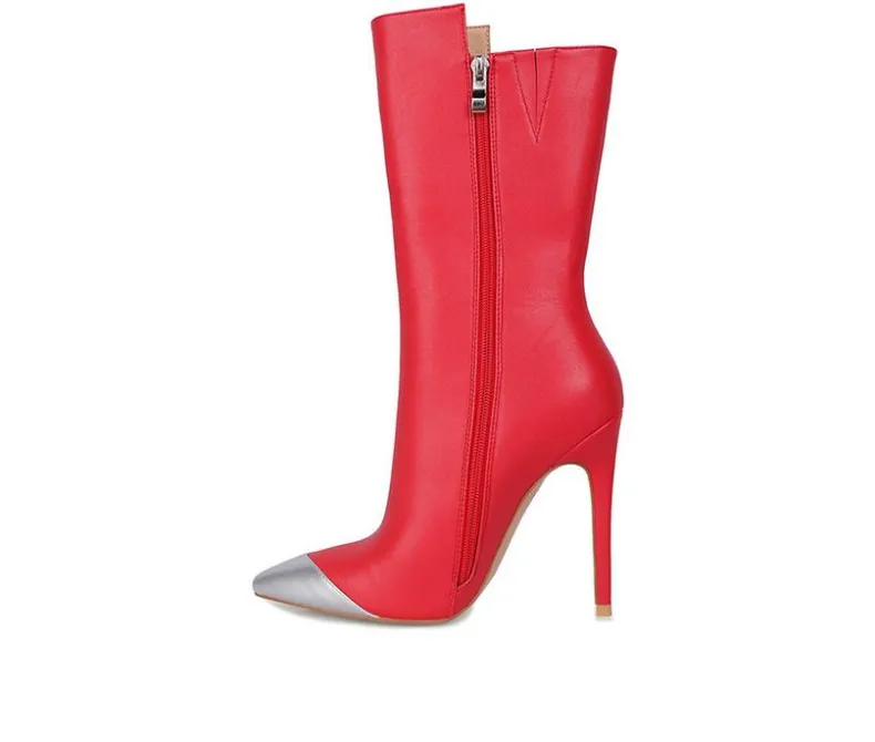 Dress>London Rag Women's Twitch Mid Calf Stiletto Booties