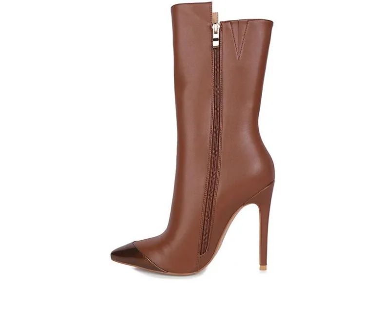 Dress>London Rag Women's Twitch Mid Calf Stiletto Booties