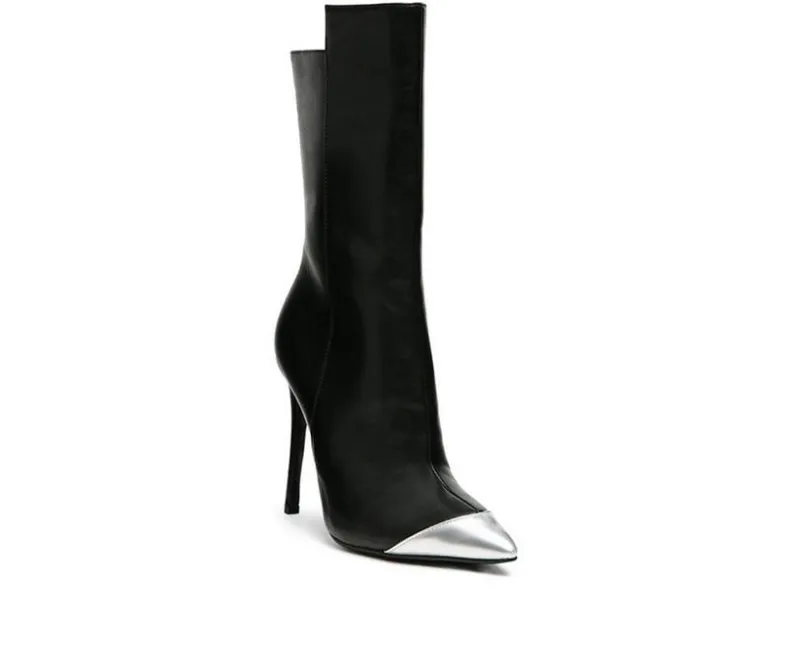 Dress>London Rag Women's Twitch Mid Calf Stiletto Booties