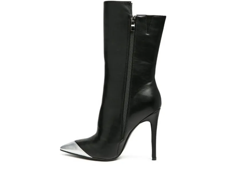 Dress>London Rag Women's Twitch Mid Calf Stiletto Booties