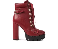 Lace Up|Dress>London Rag Women's Willow Heeled Lace Up Booties