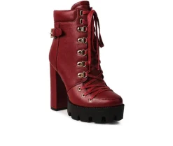 Lace Up|Dress>London Rag Women's Willow Heeled Lace Up Booties