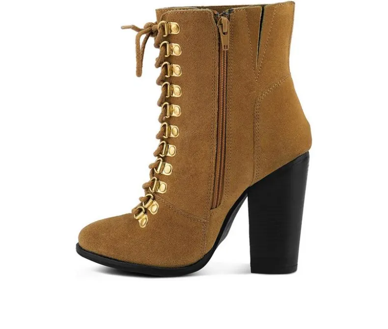 Lace Up|Dress>Rag & Co Women's Goose Lace Up Heeled Booties