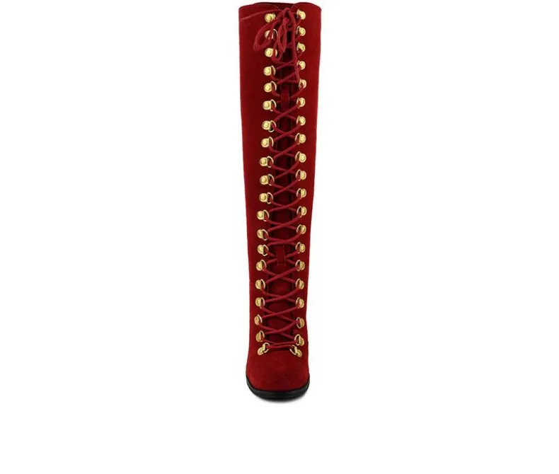 Lace Up|Dress>Rag & Co Women's Sleet-Slay Lace Up Knee High Boots