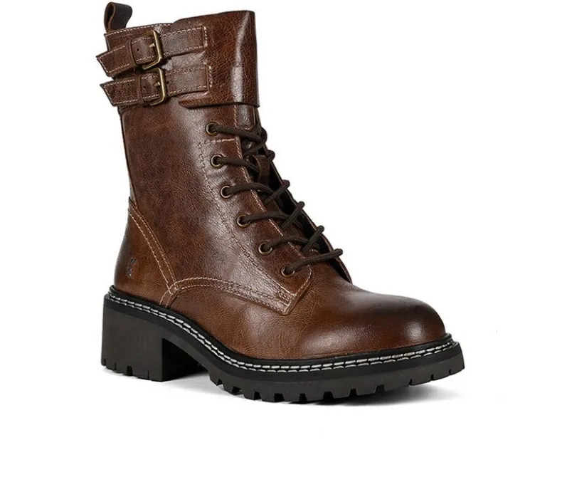 Moto|Lace Up>ROAN by BED STU Women's Noelia Mid-Calf Combat Boots
